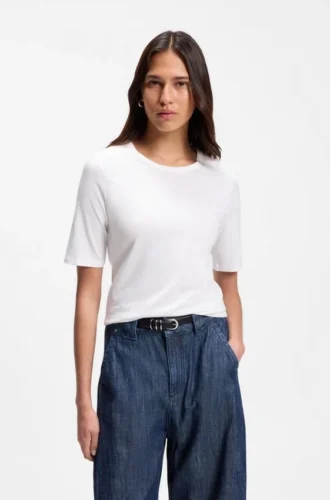 T-Shirt in Slim-Fit-Passform aus Baumwolle, Modal und Seide