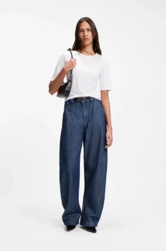 T-Shirt in Slim-Fit-Passform aus Baumwolle, Modal und Seide