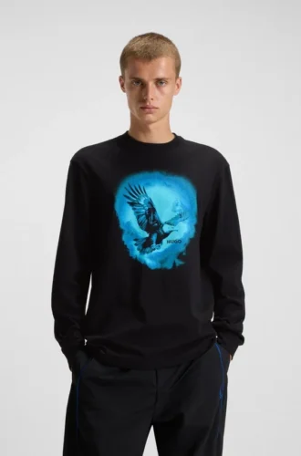 T-Shirt mit Adler-Motiv aus Baumwolljersey