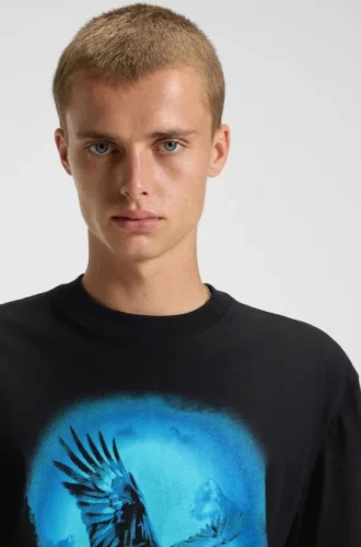 T-Shirt mit Adler-Motiv aus Baumwolljersey