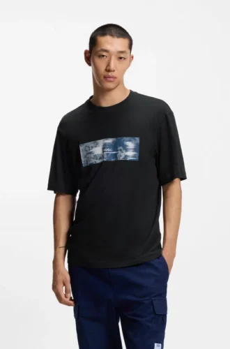 T-Shirt mit Aufdruck aus Baumwollfrottee