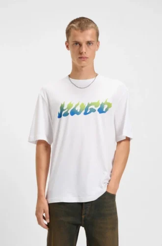 T-Shirt mit Aufdruck aus Baumwollfrottee