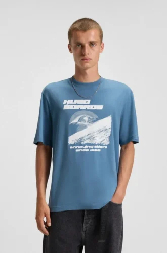 T-Shirt mit Aufdruck aus Baumwollfrottee