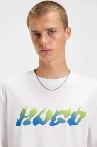 T-Shirt mit Aufdruck aus Baumwollfrottee