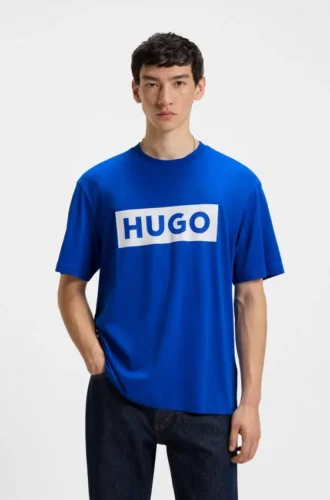 T-Shirt mit blauem Logo aus Baumwolljersey