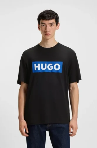 T-Shirt mit blauem Logo aus Baumwolljersey