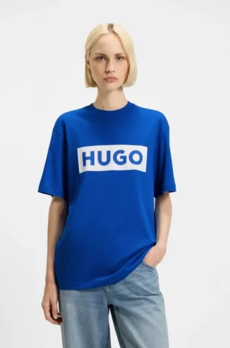 T-Shirt mit blauem Logo aus Baumwolljersey