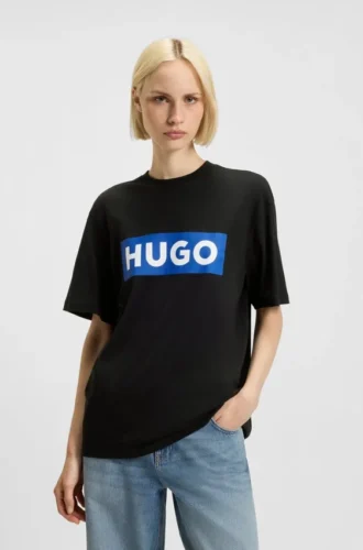 T-Shirt mit blauem Logo aus Baumwolljersey
