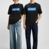 T-Shirt mit blauem Logo aus Baumwolljersey