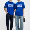 T-Shirt mit blauem Logo aus Baumwolljersey