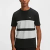 T-Shirt mit Blockstreifen aus Baumwollpiqué T-Shirt mit Blockstreifen aus Baumwollpiqué