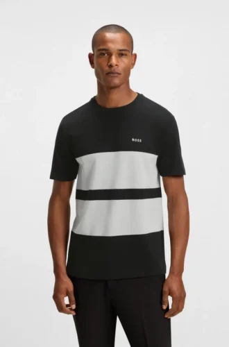 T-Shirt mit Blockstreifen aus Baumwollpiqué