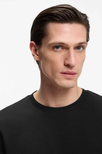 T-Shirt mit Bubble-Jacquard-Struktur aus einer Baumwollmischung