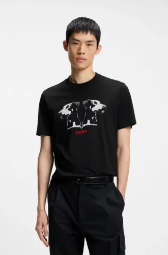T-Shirt mit Dobermann-Print aus Baumwolljersey