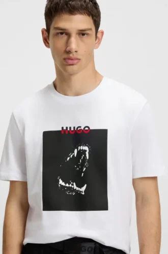 T-Shirt mit Dobermann-Print aus Baumwolljersey