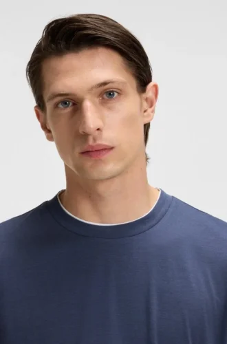 T-Shirt mit doppeltem Kragen aus Baumwolle und Seide