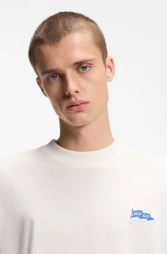 T-Shirt mit Flaggenlogo aus Baumwolljersey