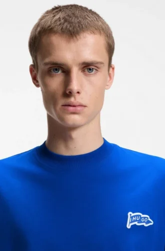 T-Shirt mit Flaggenlogo aus Baumwolljersey