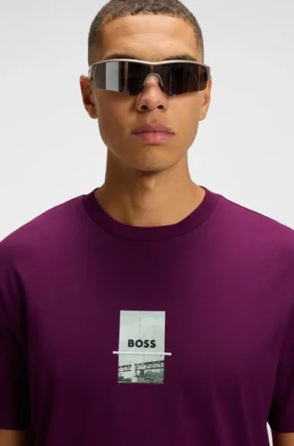T-Shirt mit Fotodruck aus Stretch-Baumwolle