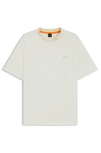 T-Shirt mit gemustertem Kragen aus Baumwolljersey