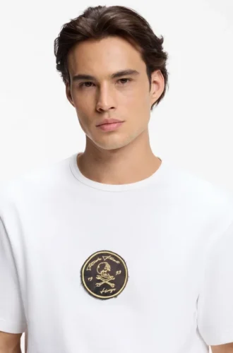 T-Shirt mit gesticktem Aufnäher aus Baumwollfrottee