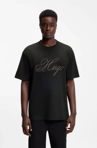 T-Shirt mit gesticktem Logo aus Baumwolljersey