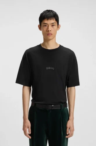 T-Shirt mit gesticktem Logo aus Baumwolljersey