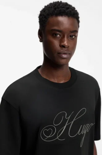T-Shirt mit gesticktem Logo aus Baumwolljersey