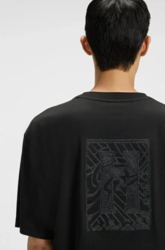 T-Shirt mit gesticktem Logo aus Baumwolljersey