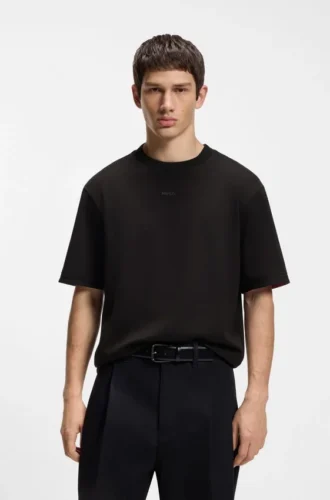 T-Shirt mit gesticktem Logo aus Stretch-Baumwolle