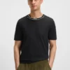 T-Shirt mit gestreiftem Kragen aus Baumwolljersey