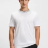 T-Shirt mit gestreiftem Kragen aus Baumwolljersey