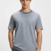 T-Shirt mit gestreiftem Kragen aus Baumwolljersey