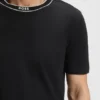 T-Shirt mit gestreiftem Kragen aus Baumwolljersey