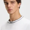 T-Shirt mit gestreiftem Kragen aus Baumwolljersey
