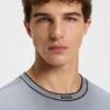 T-Shirt mit gestreiftem Kragen aus Baumwolljersey