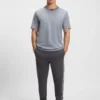 T-Shirt mit gestreiftem Kragen aus Baumwolljersey