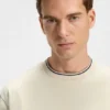 T-Shirt mit gestreiften Ärmelbündchen aus merzerisierter Baumwolle