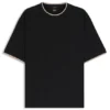 T-Shirt mit gestreiften Ärmelbündchen aus merzerisierter Baumwolle