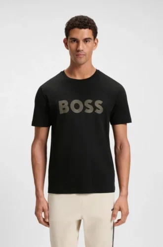 T-Shirt mit glänzendem Logo aus Pima-Baumwolle