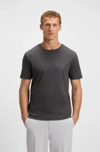 T-Shirt mit glänzendem Logo aus Pima-Baumwolle