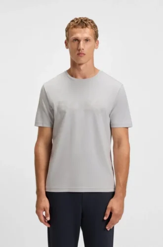 T-Shirt mit glänzendem Logo aus Pima-Baumwolle