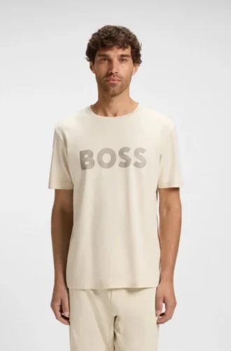 T-Shirt mit glänzendem Logo aus Pima-Baumwolle