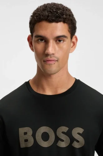 T-Shirt mit glänzendem Logo aus Pima-Baumwolle