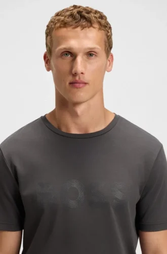 T-Shirt mit glänzendem Logo aus Pima-Baumwolle