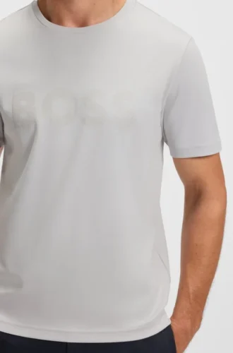 T-Shirt mit glänzendem Logo aus Pima-Baumwolle