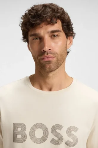 T-Shirt mit glänzendem Logo aus Pima-Baumwolle