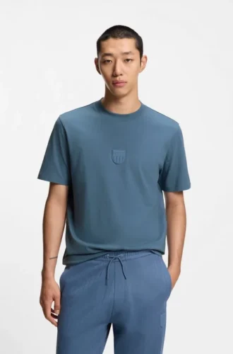 T-Shirt mit gummiertem Logo aus Baumwolljersey
