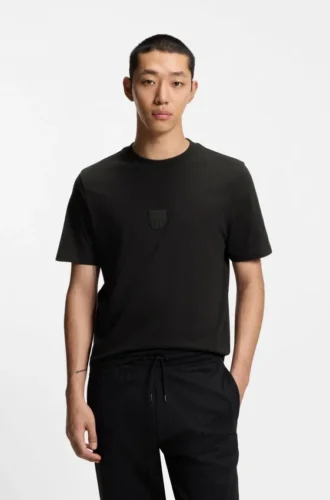 T-Shirt mit gummiertem Logo aus Baumwolljersey