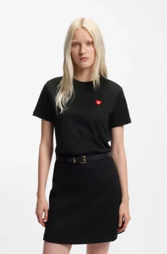 T-Shirt mit Herz-Logo aus Baumwolljersey